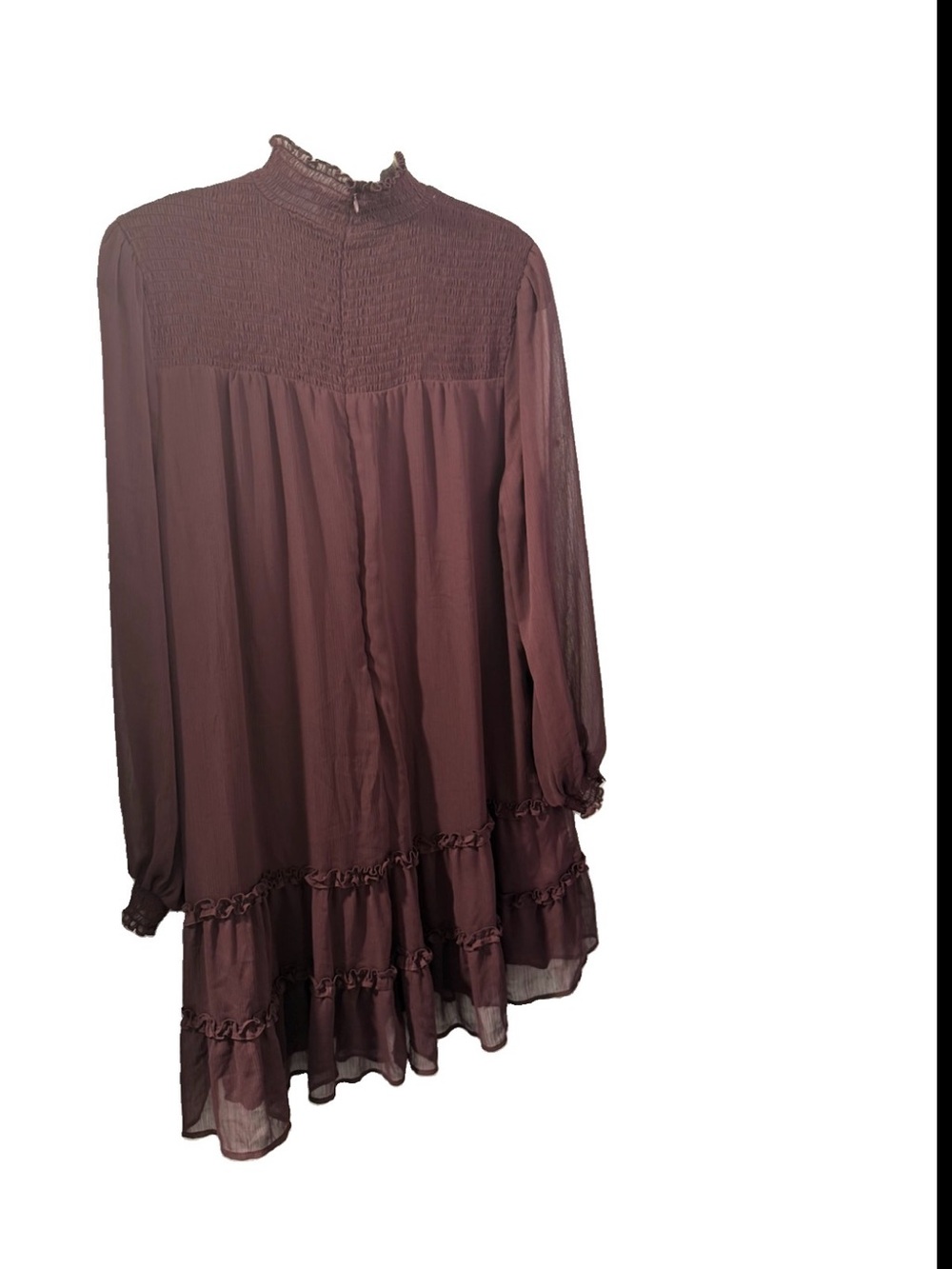 CeCe Mauve Long-Sleeve Ruffle Tiered Dress